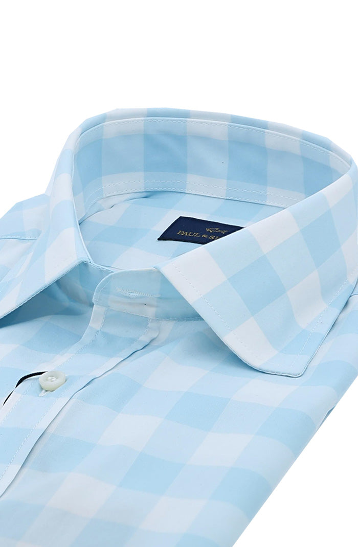 Paul & Shark Men's 120/2 Cotton Long Sleeve Shirt In Light Blue 25413076CF Cose Up