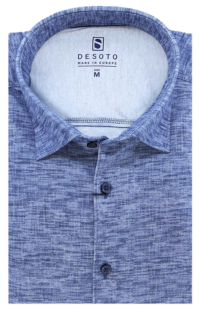 Desoto Men's Pattern Fusion Long Sleeve Shirt In Blue - Mondo Uomo