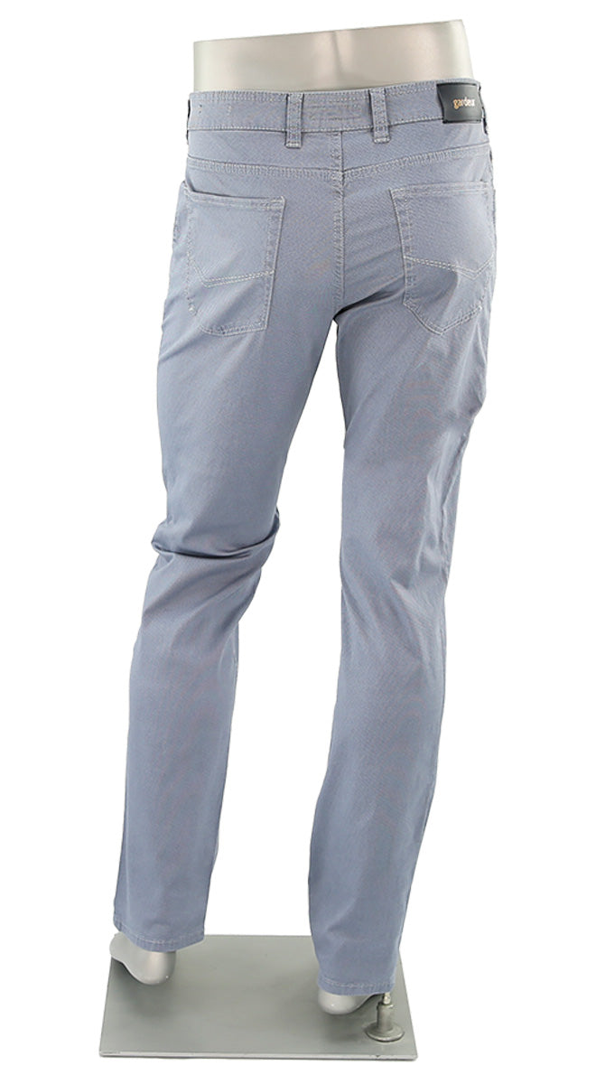 Gardeur Bill Men’s Modern Fit Sky Blue Printed Cotton Pants Back View - Mondo Uomo