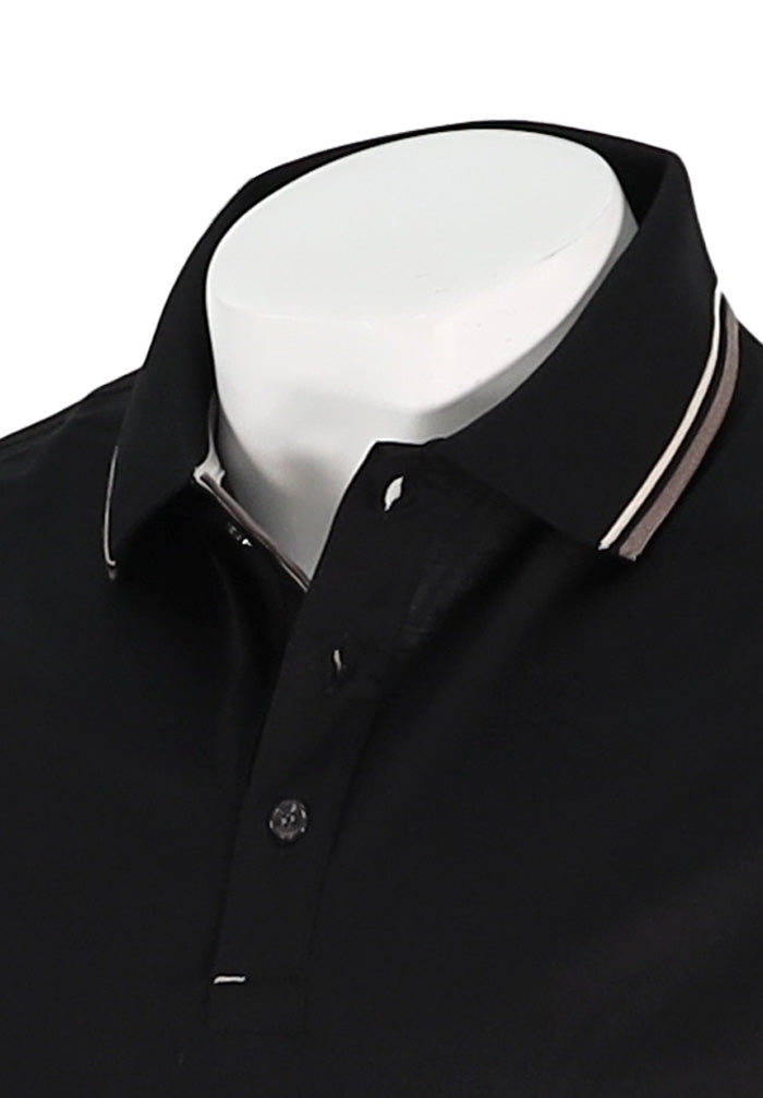 Paul & Shark Men's Jersey Cotton Polo Shirt In Black Close Up