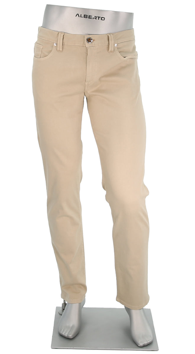 Alberto Men's Pipe Stretch Colored Denim In Light Tan - Mondo Uomo