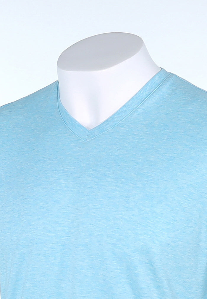 Raffi Aqua Cotton Noah V-Neck Tee in Aqua – view 2 #Color_Aqua