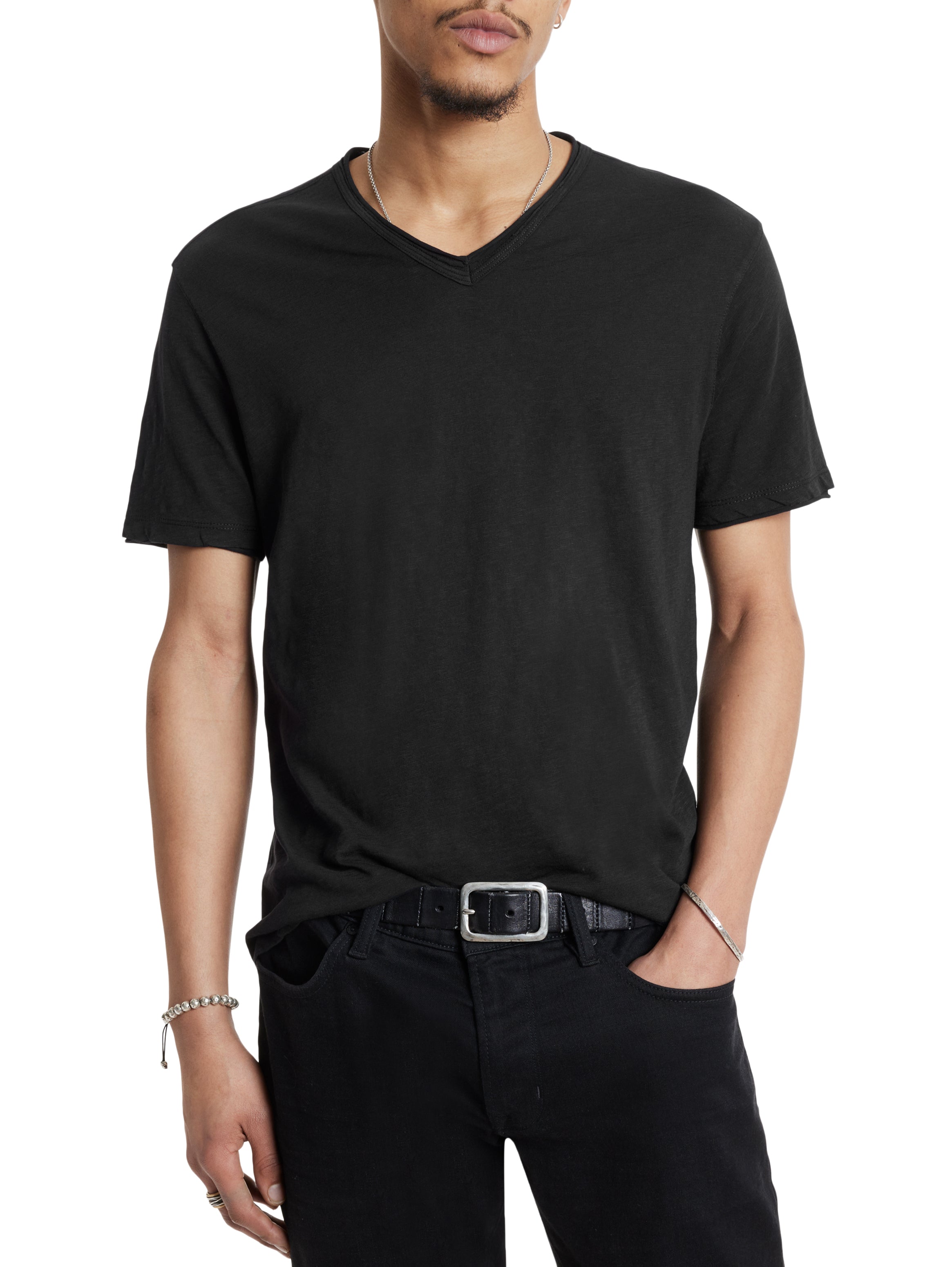 Miles Slub V-Neck | Black