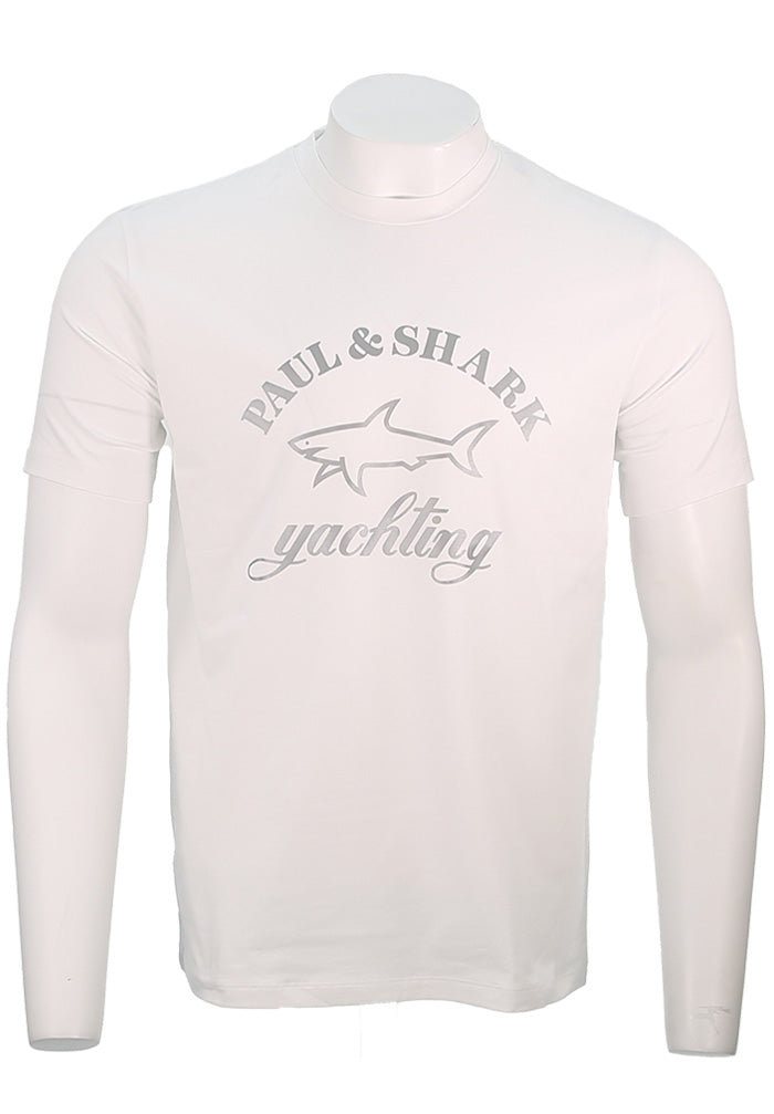 Paul & Shark Men's Crew Neck T-Shirt In White With Yachting logo printed- Mondo Uomo