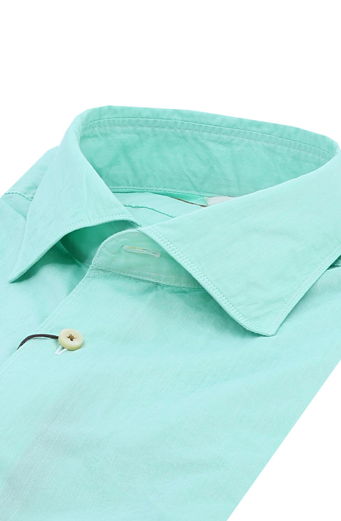Stenstroms Men's Long Sleeve Cotton Shirt In Mint Close Up 675721 8762