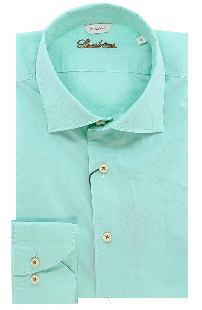 Stenstroms Men's Long Sleeve Cotton Shirt In Mint - Mondo Uomo