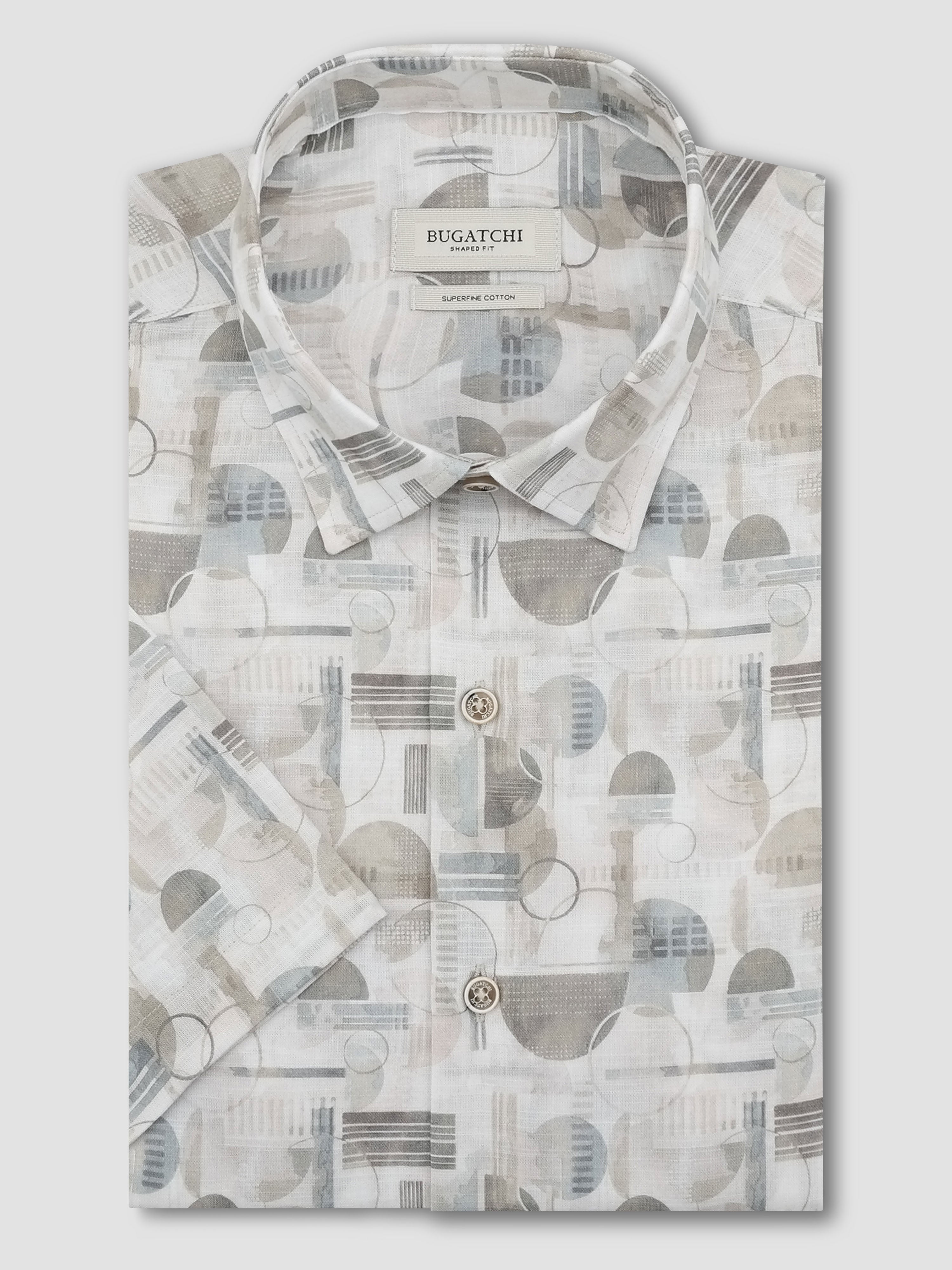 Bugatchi Woven S/S Shirt, Khaki