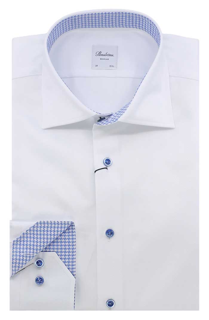 Stenstroms Long Sleeve Shirt, White/Blue