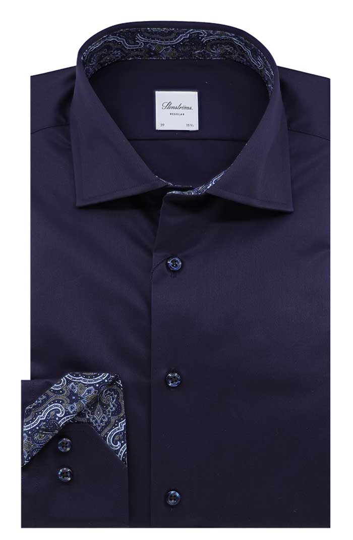 Stenstroms Long Sleeve Shirt, Navy Paisley