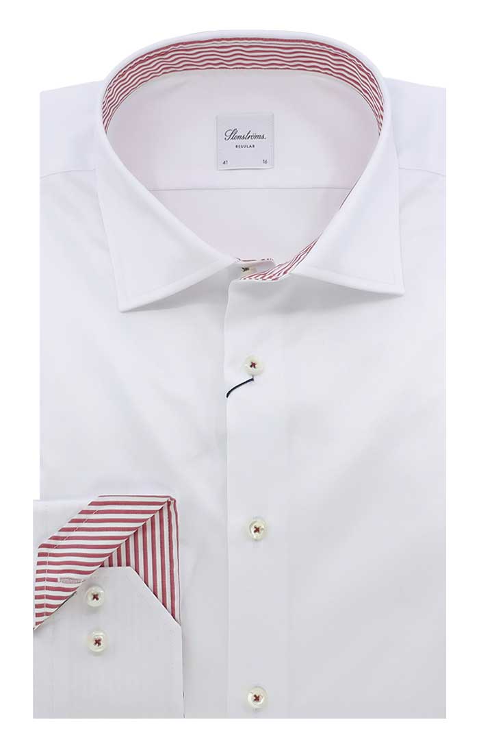 Stenstroms Long Sleeve Shirt, White/Red