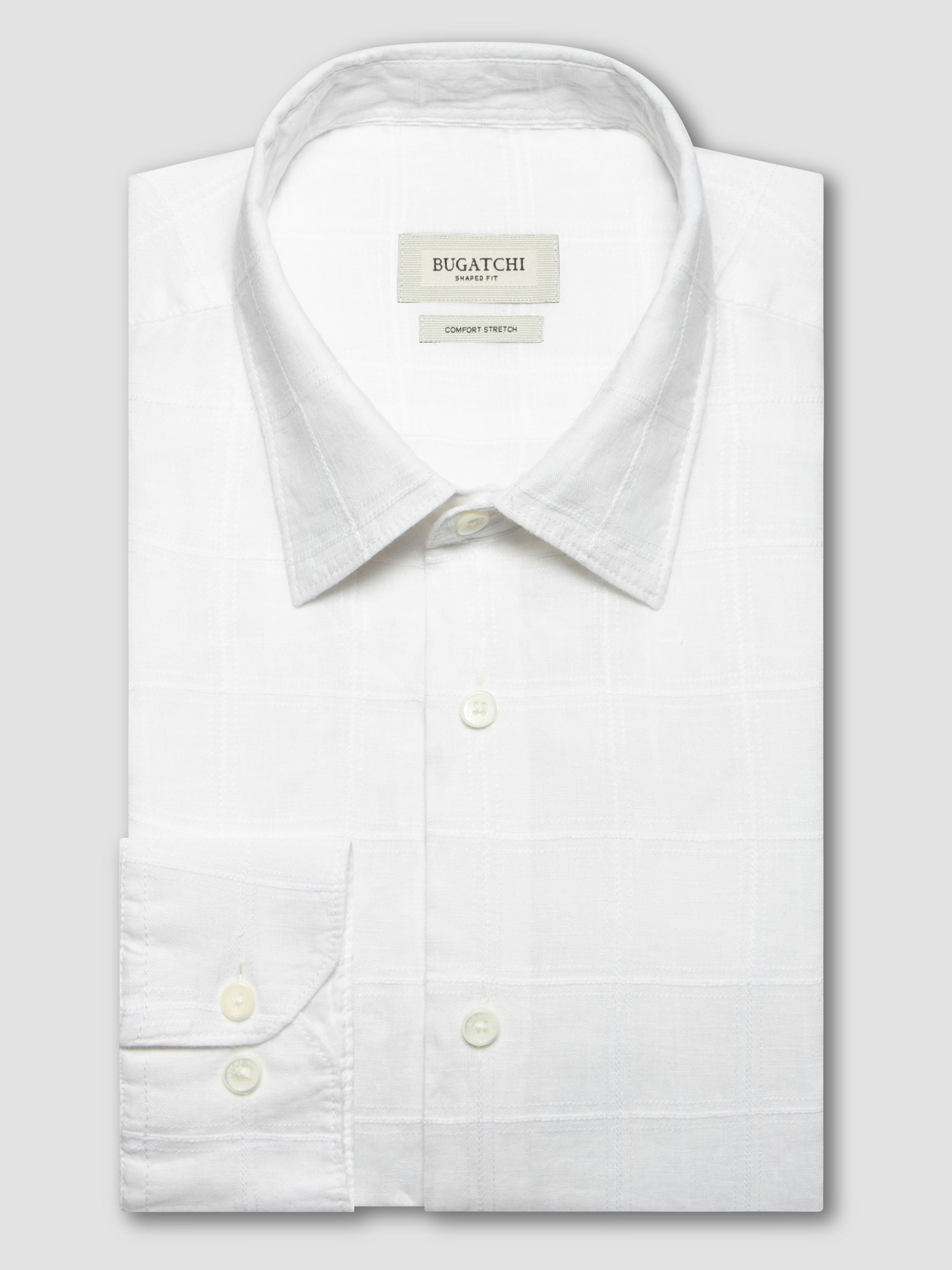 Bugatchi L/S Linen Shirt, White