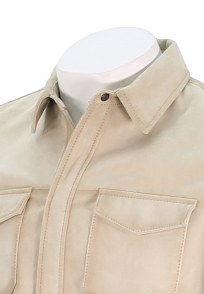 John Varvatos Men's Izzy Leather Jacket In Twine Close Up