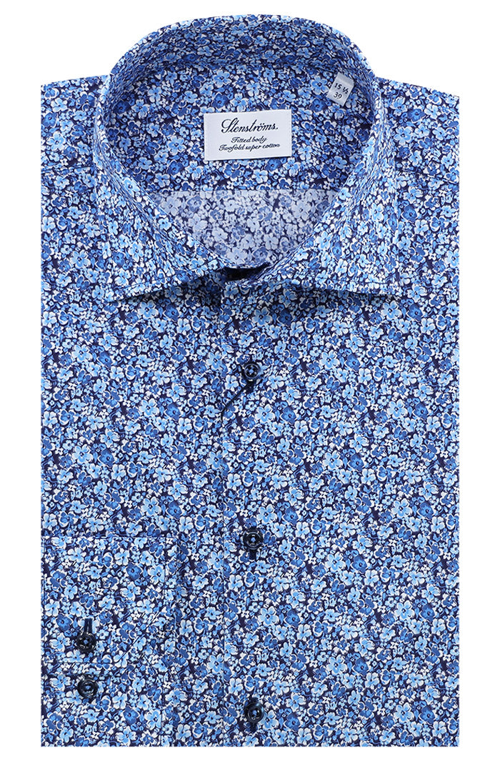 Stenstroms Blue Floral Oxford Shirt