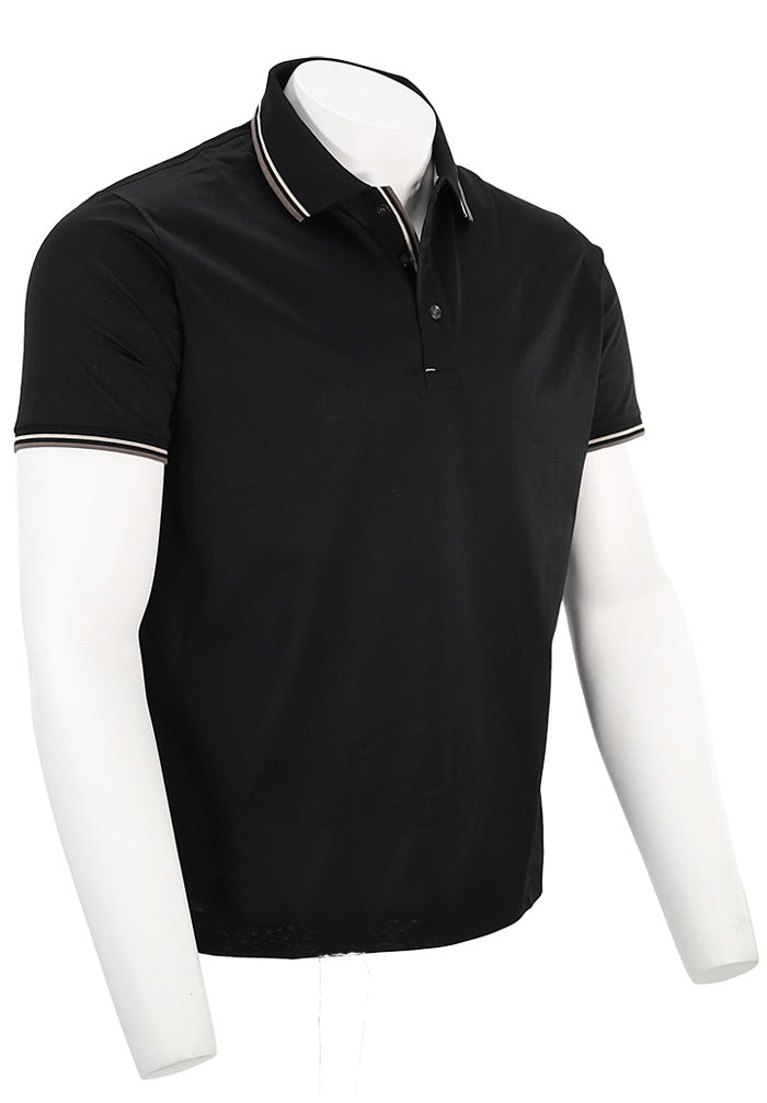 Paul & Shark Men's Jersey Cotton Polo Shirt In Black Angled View - Mondo Uomo