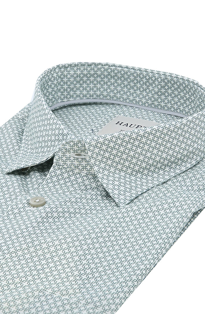 Haupt Men's Subtle Green Patterned Long Sleeve Shirt Close Up 9029-2314