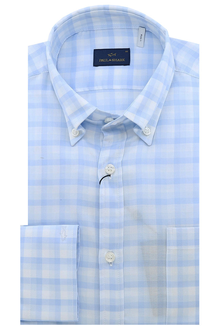 Paul & Shark Cotton Twill Long Sleeve Shirt For Men In Blue - Mondo Uomo