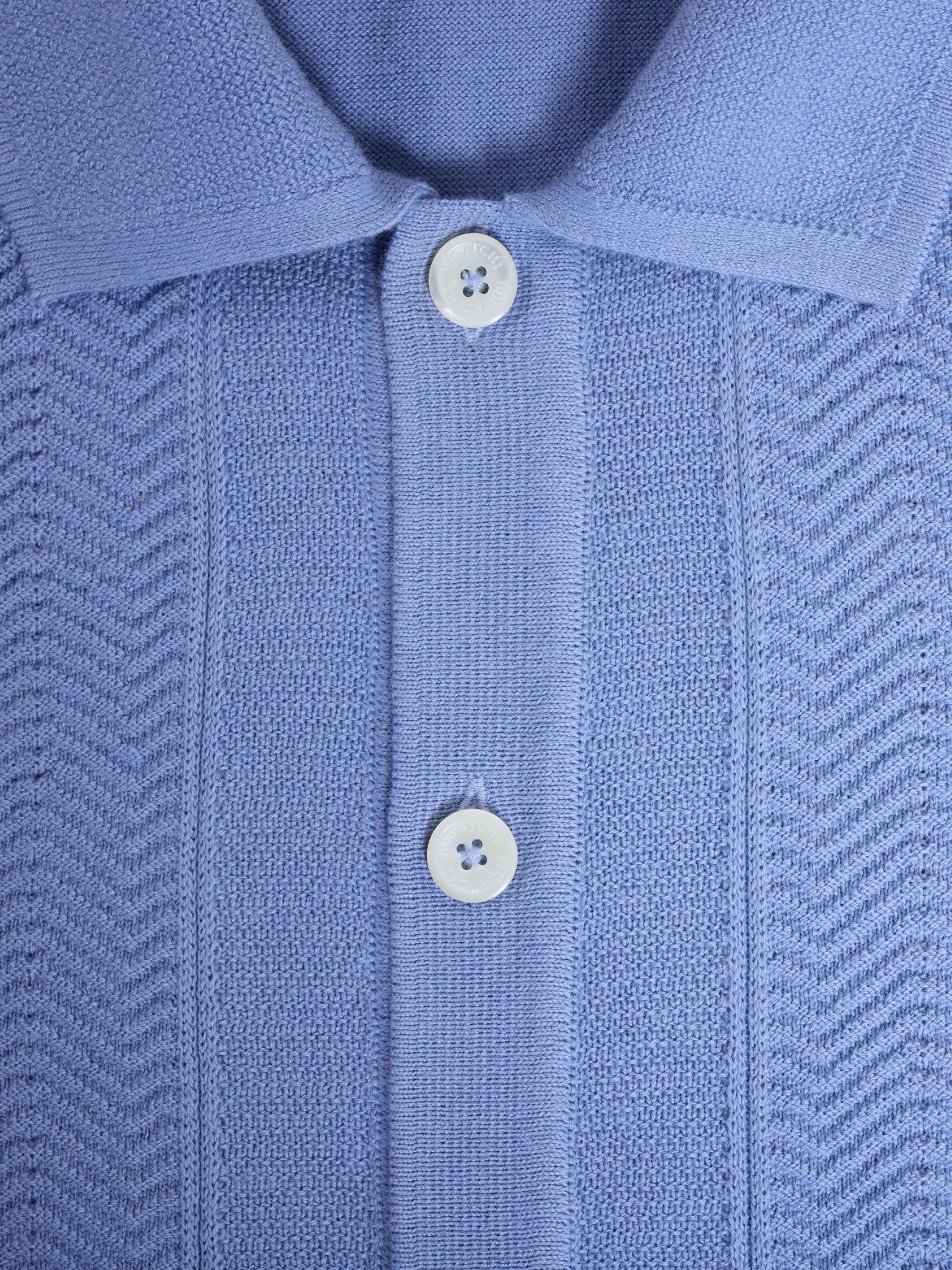 Bugatchi S/S Full Button Sweater, Air Blue