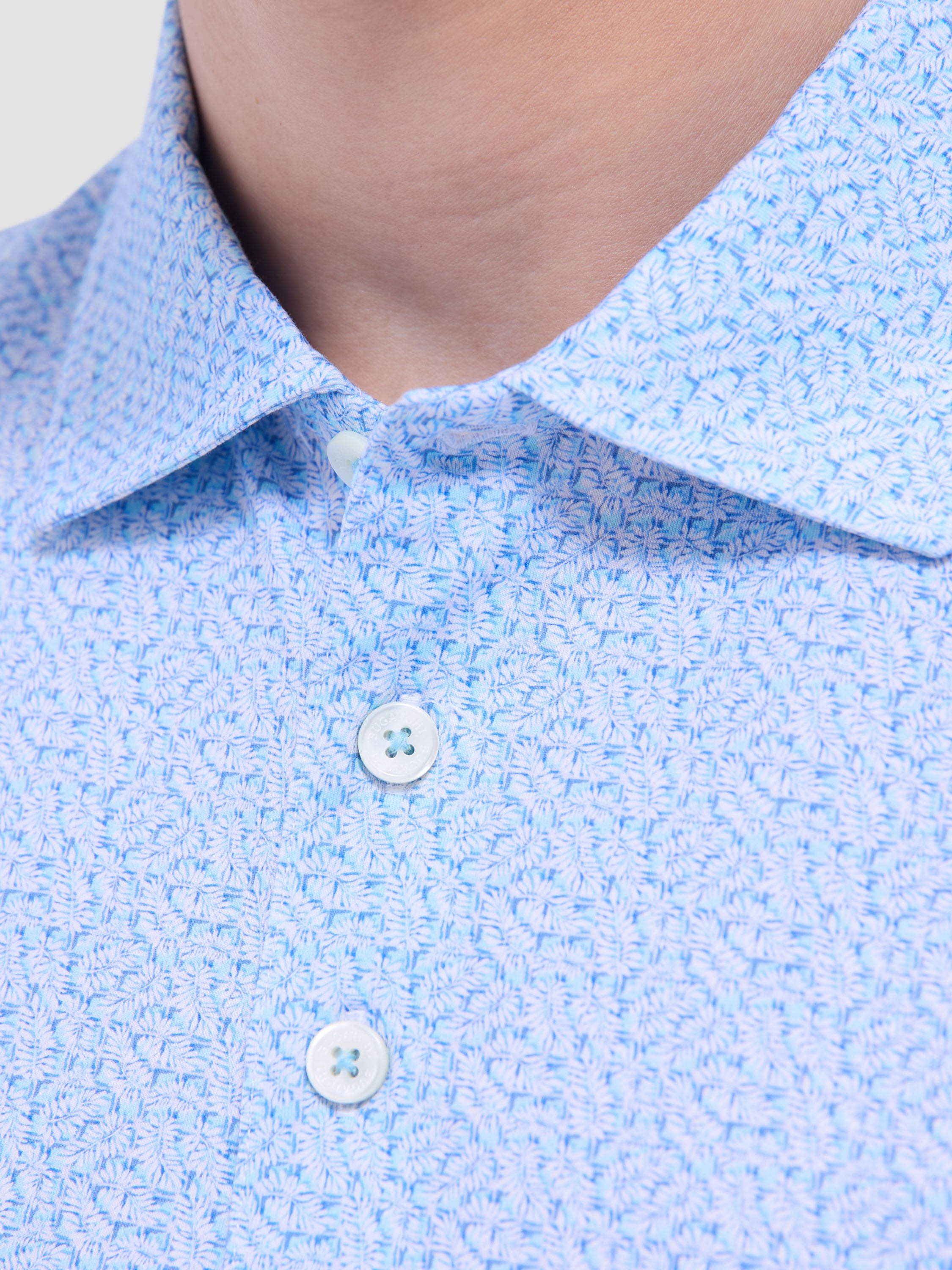 S/S Bugatchi Ooohcotton Victor Polo For Men In Ice Close Up