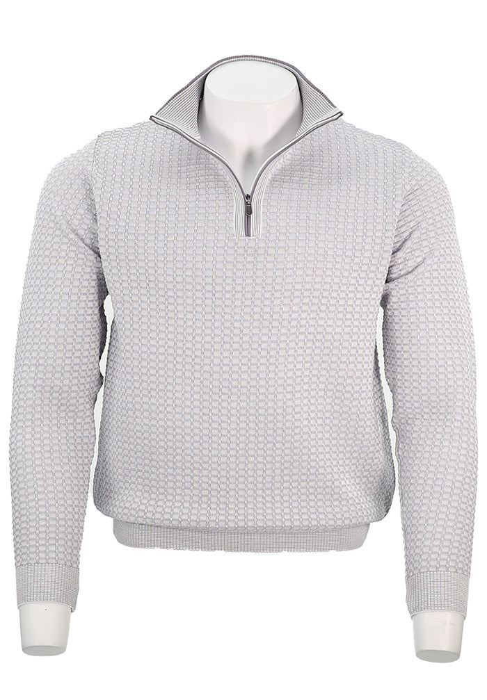 St. Croix Men's Two Tone Texture Zip Mock In Purple - Mondo Uomo