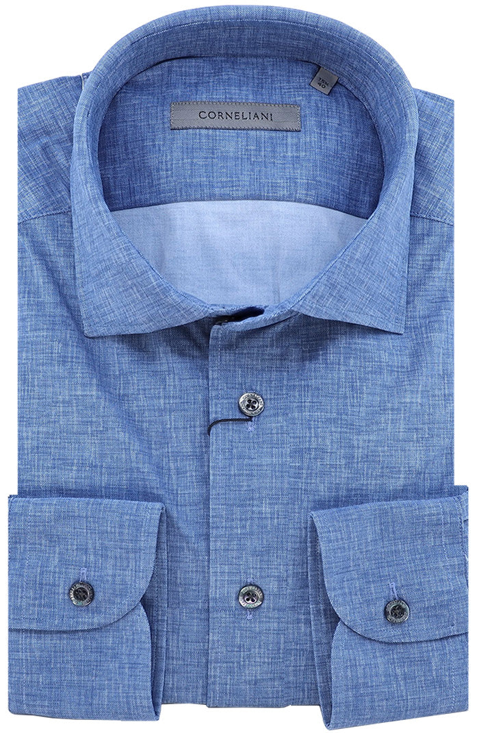 Corneliani Men's Performance Stretch Shirt In Denim Blue - Mondo Uomo