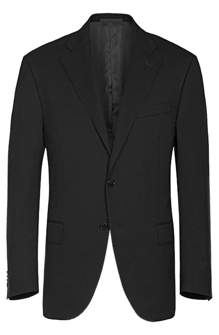 Corneliani Men’s Black Wool Suit with Two-Button Single-Breasted Jacket 8150 Leader– Mondo Uomo