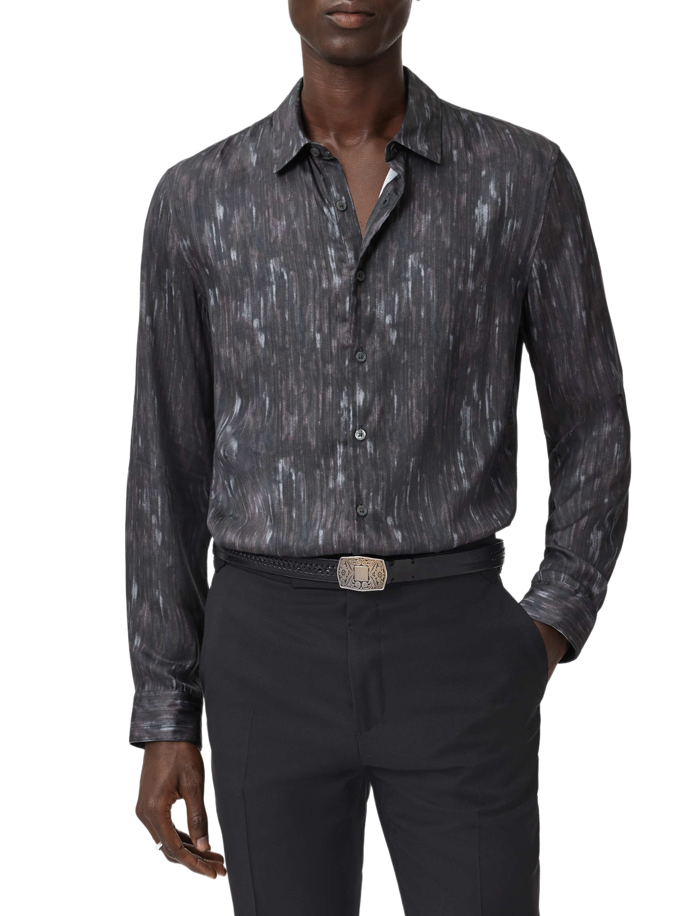 John Varvatos Ross Long Sleeve Shirt, DARK BROWN