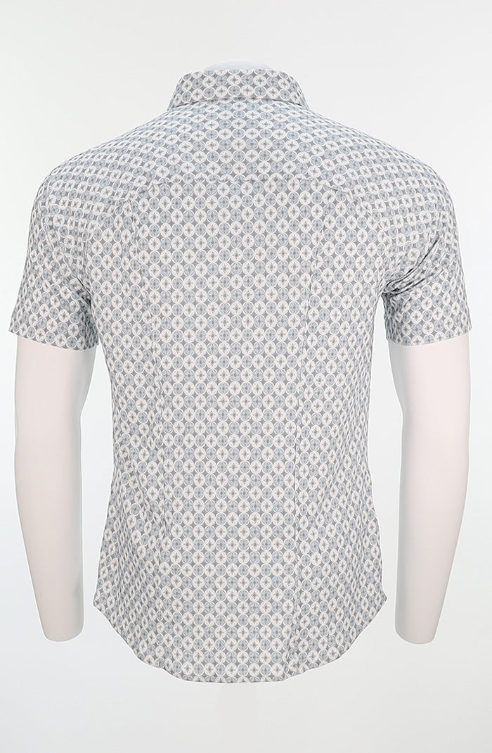 Desoto Men’s Blue Stone Short Sleeve Cotton Shirt Back View