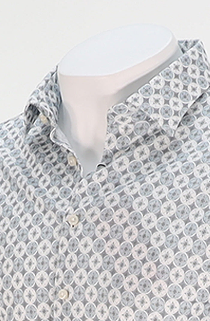 Close-up of Desoto Men’s Blue Stone Short Sleeve Cotton Shirt