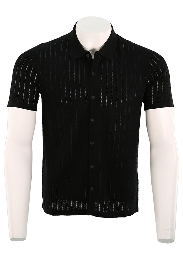 John Varvatos Men’s Short Sleeve Sweater Shirt in Black – Mondo Uomo Fine Menswear