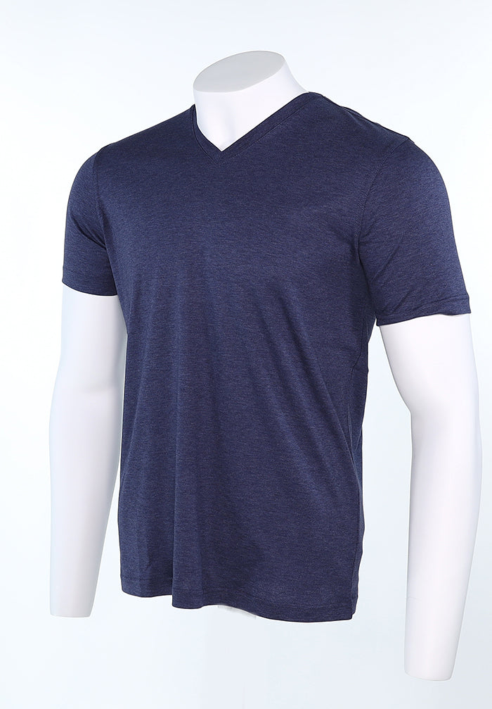 Raffi Aqua Cotton Noah V-Neck Tee in Ocean – view 3 #Color_Ocean