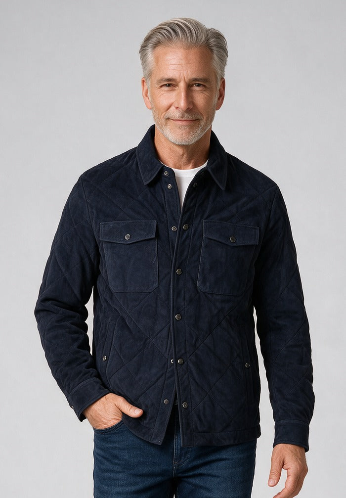 Aqualeather Suede Quilted Jacket — model detail