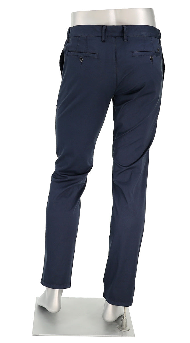 Alberto Super Light Cotton Pants For Men In Navy Back View L1506