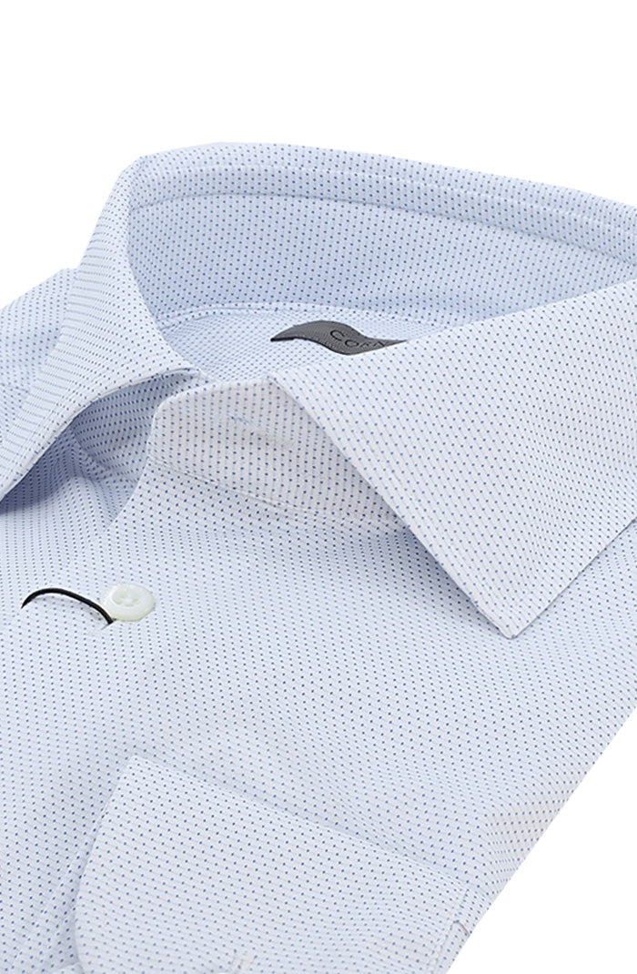 Corneliani Men's Performance Stretch L/S Shirt In Light Blue - Close Up 148601