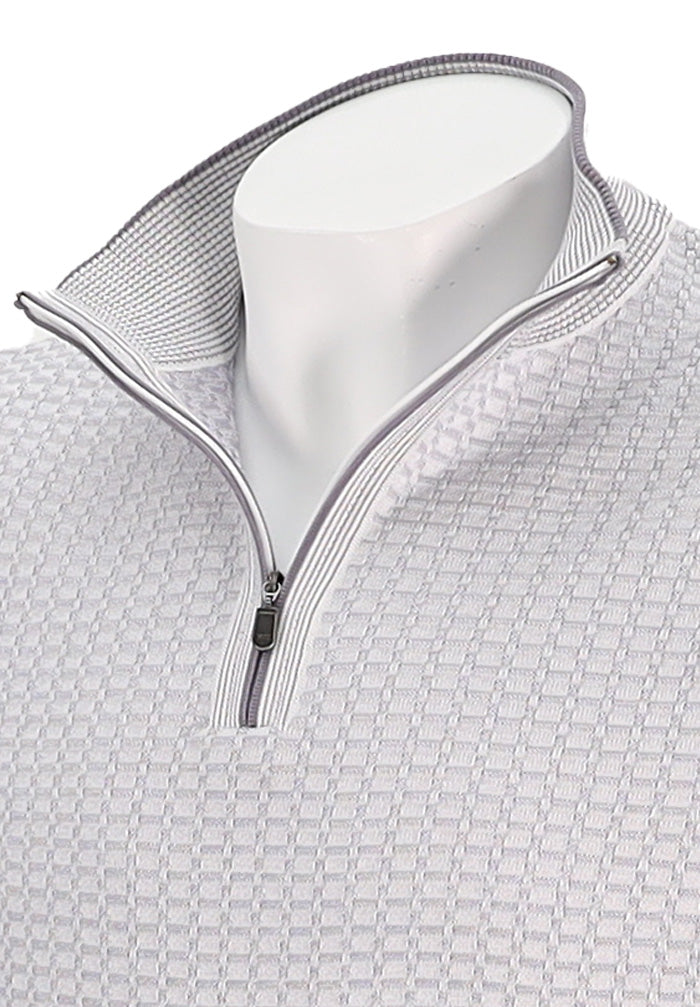 St. Croix Men's Two Tone Texture Zip Mock In Purple Close Up