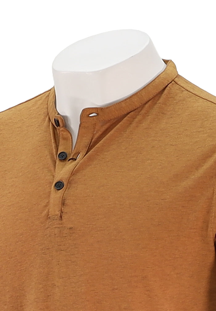Duke Short Sleeve Henley | Pale Ochre