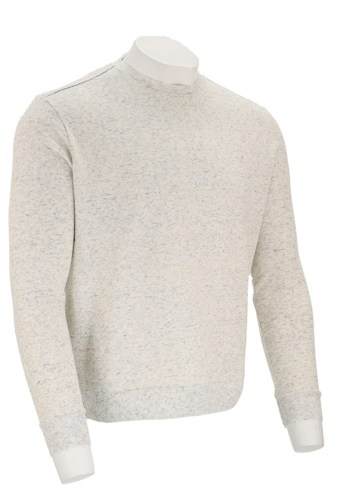 Marcello Men’s Lightweight Oakwood Flecking Pullover Sweater with Ribbed Cuffs Angled View 920