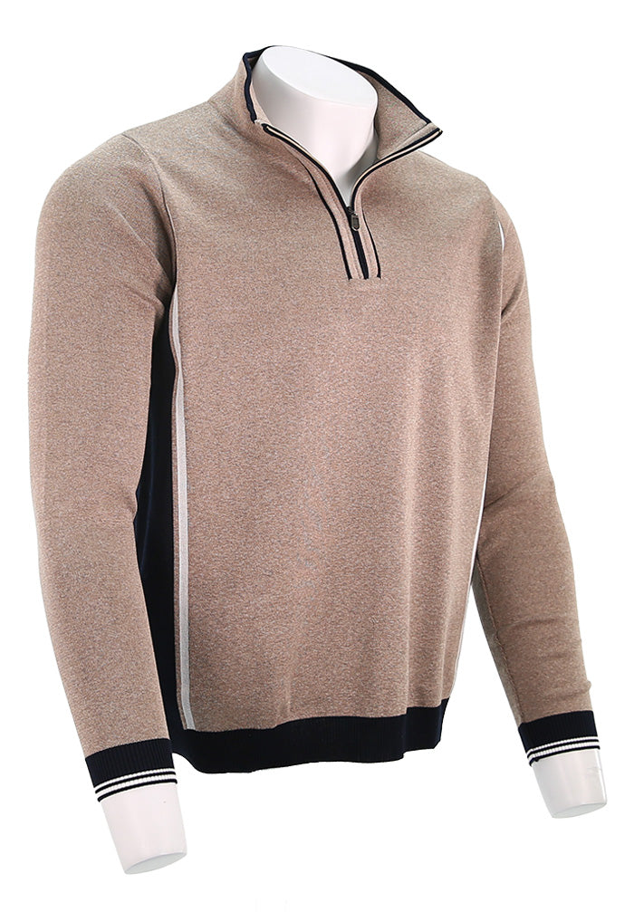 St. Croix Accent Zip Mock, WALNUT MELANGE