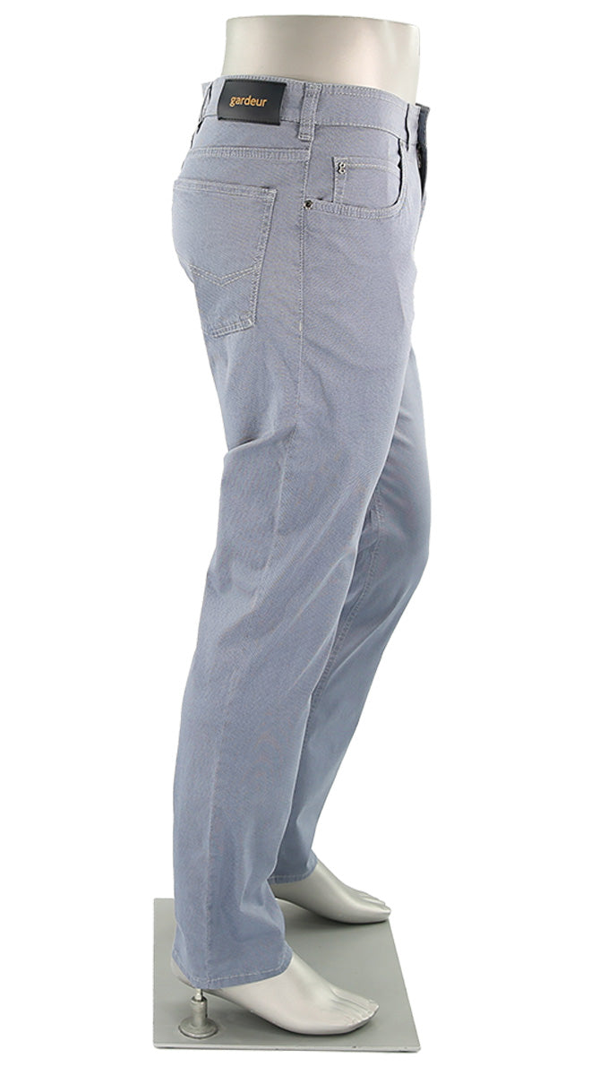 Gardeur Bill Men’s Modern Fit Sky Blue Printed Cotton Pants 441001-Bill