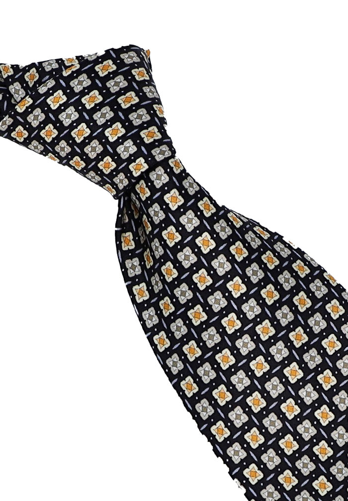 Italo Ferretti Men's Tie In Classic Geometric Floral Pattern Close Up