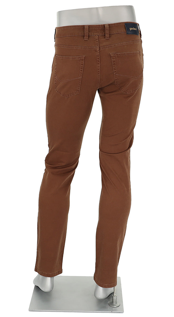 Gardeur Bill Men’s Modern Fit Solid Cotton Pant in Rust Brown Back View B-418861