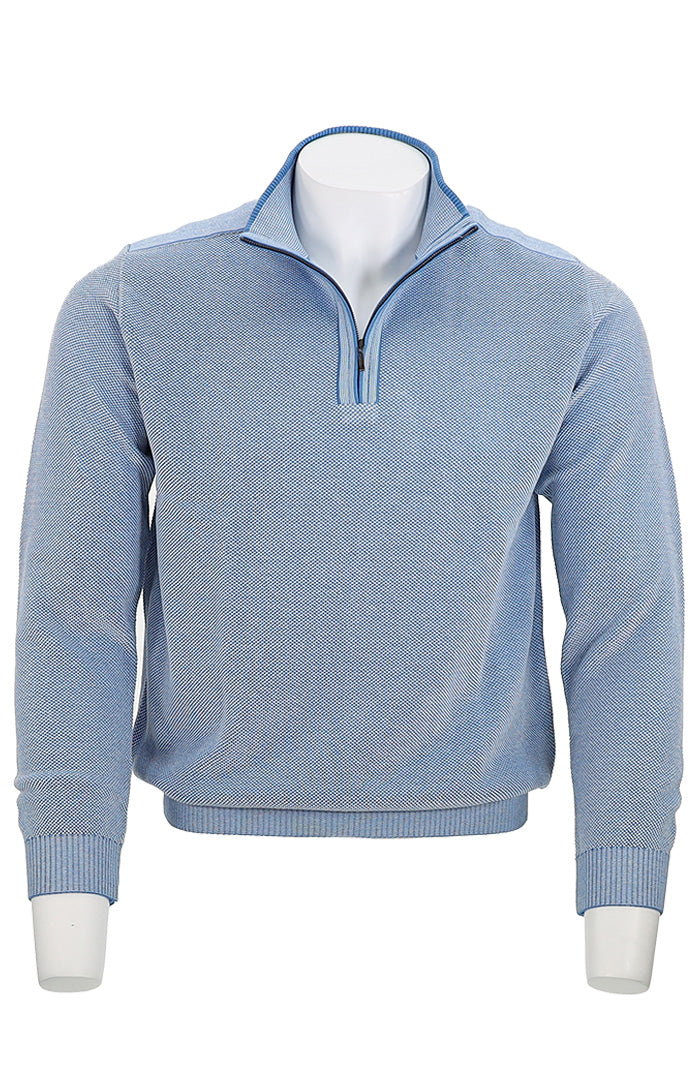 St. Croix Zip Mock Crystal Stitch, COASTAL BL/WHIT