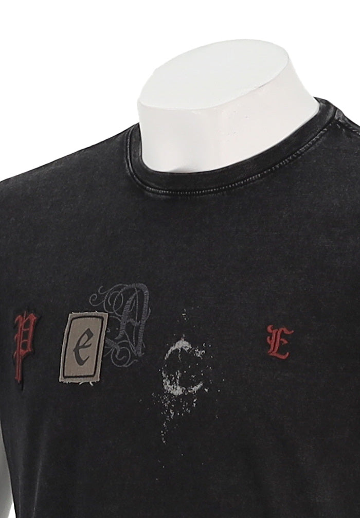 John Varvatos Short Sleeve Peace Tee For Men In Black Close Up