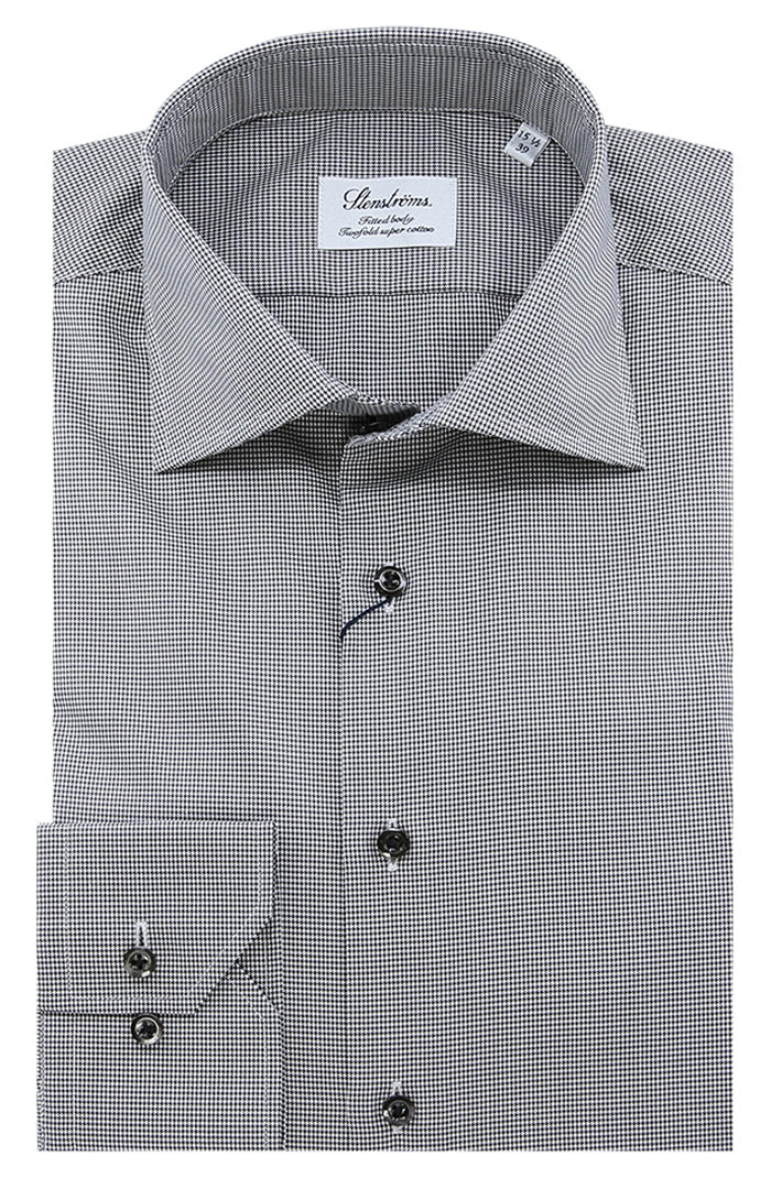 Stenstroms Men's Micro Houndstooth Long Sleeve Dress Shirt 602771 3202 - Mondo Uomo