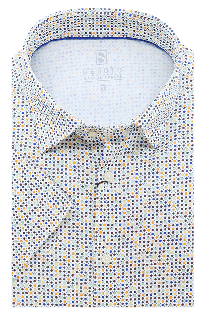 Desoto Men's Short Sleeve Shirt In Multicolor Dot Pattern Mondo Uomo