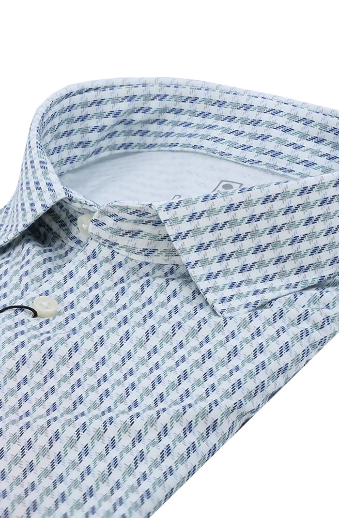 Desoto Men’s Jersey Long Sleeve Shirt Geometric Chain Collar Detail 773-28-3