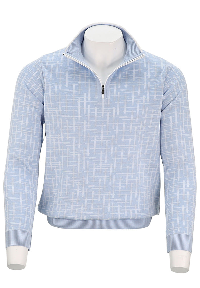 St. Croix Cross Hatch Zip Mock | Powder Blue