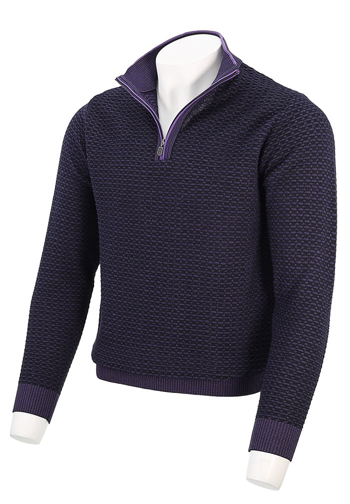 St. Croix Men's Two Tone Texture Zip Mock In Empire - Mondo Uomo
