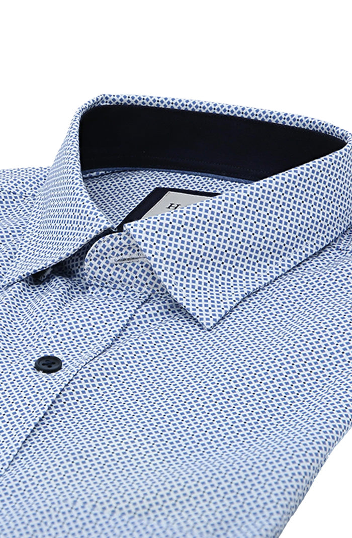 Haupt Long Sleeve Shirt For Men In Soft Blue Close Up 9034-1384