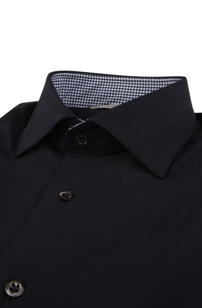 Stenstroms Slimline Active Stretch Shirt, Black – collar