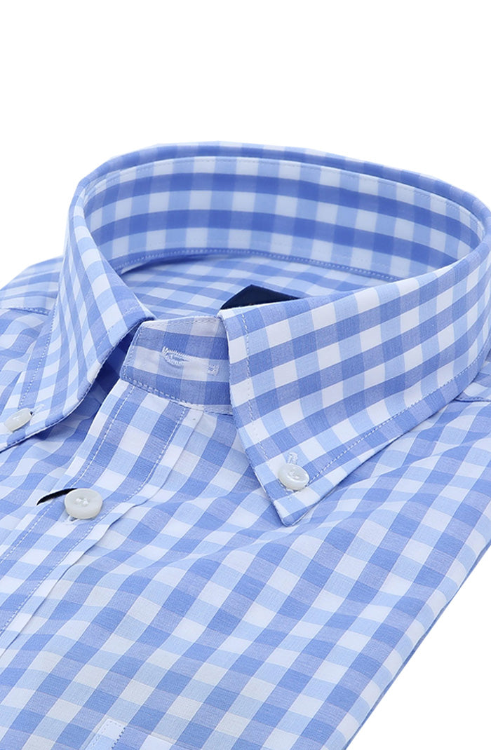 Paul & Shark Men's L/S Summer Breeze Cotton Shirt In Light Blue And White Close Up 25413094